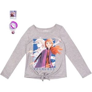 Disney Frozen 2 Fearless T Shirt Hair Ties 3pc Set New